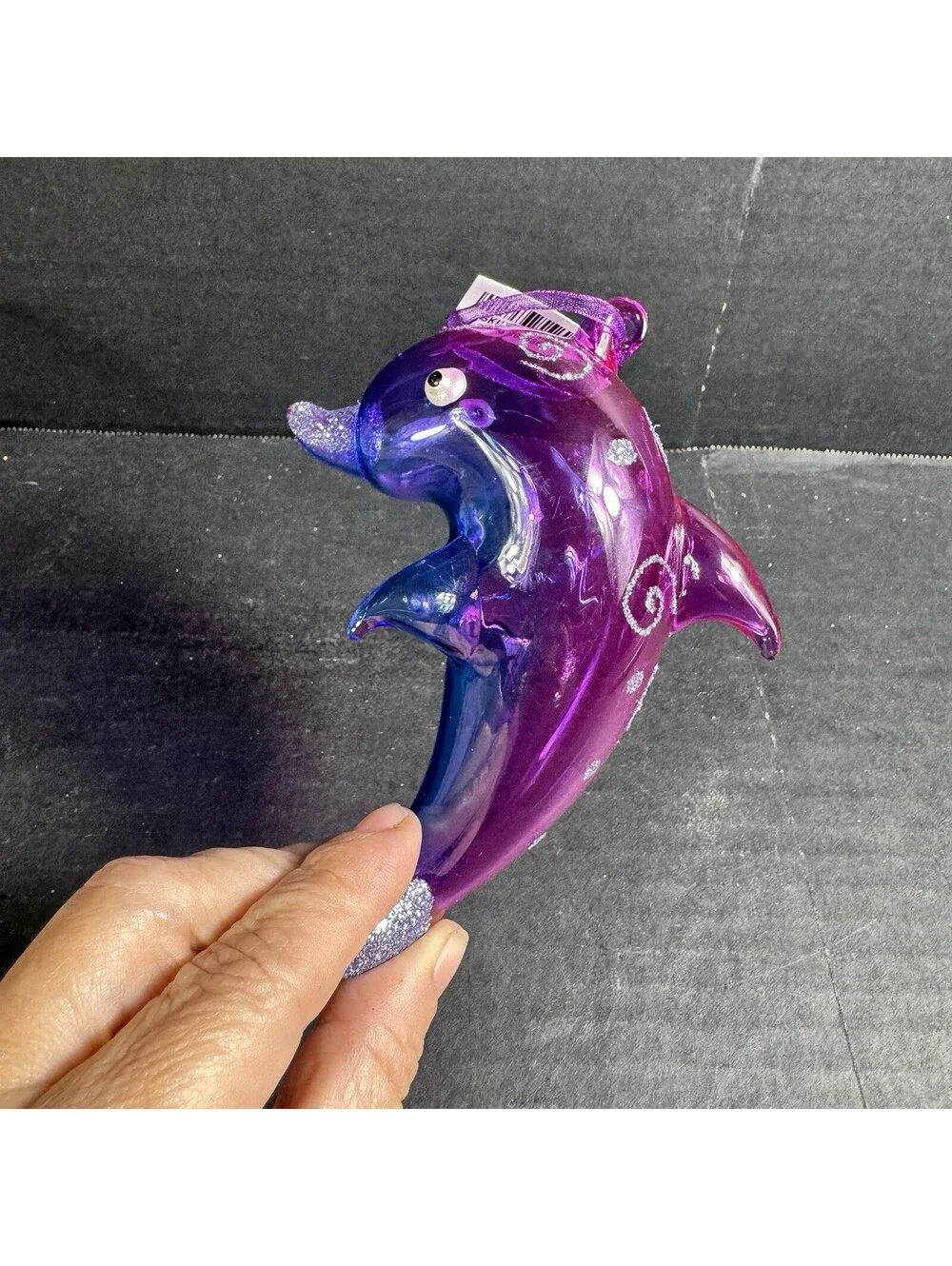 Pier 1 Blown Glass Dolphin Christmas Ornament Nautical Beach Decoration NEW